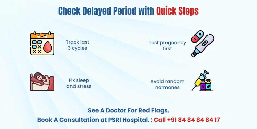 check delayed period with quick steps