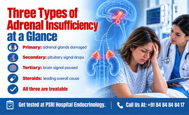three types of adrenal insufficiency